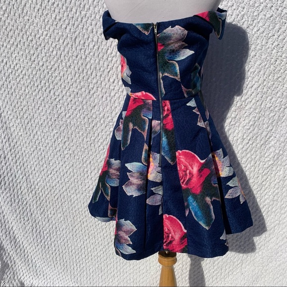 NWT Small L’atiste Floral Off Shoulder Cap Sleeve Mini Dress Prom Hoco Wedding - Picture 9 of 12